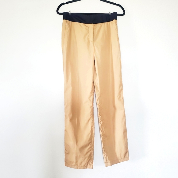 AKRIS Women's Casual Trousers Tan with Black Waist Size 6 - Picture 1 of 11